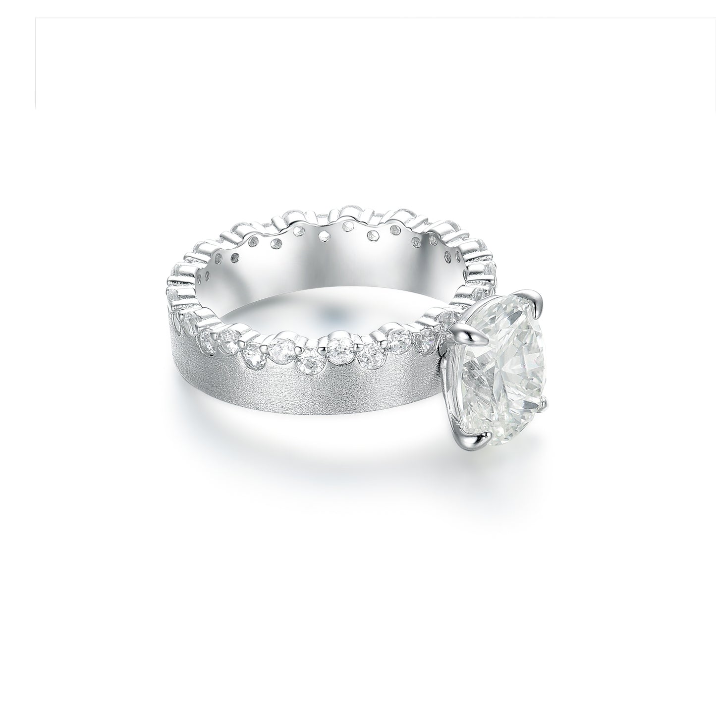 3.0ct Oval Cut Simulated Diamond Engagement Ring for Women, S925 Sterling Silver Textured Band, Dainty Solitaire Promise Ring, Bridal Wedding Jewelry