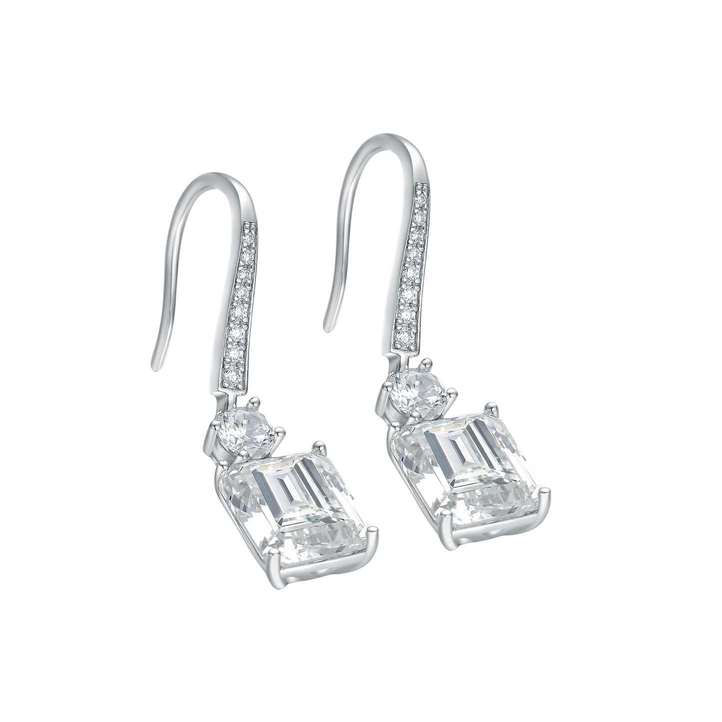 Emerald Cut Simulated Diamond Drop Earrings in S925 Sterling Silver