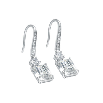 Emerald Cut Simulated Diamond Drop Earrings in S925 Sterling Silver