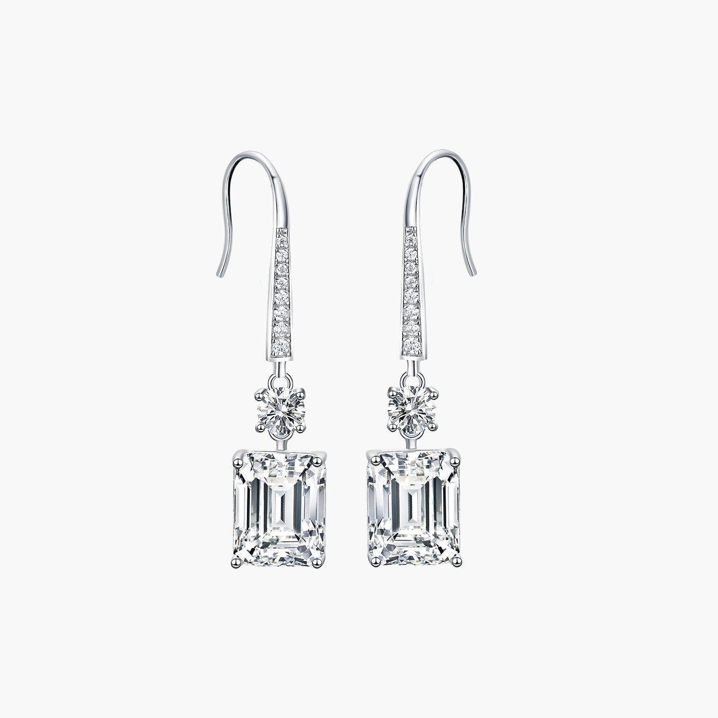 Emerald Cut Simulated Diamond Drop Earrings in S925 Sterling Silver
