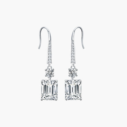 Emerald Cut Simulated Diamond Drop Earrings in S925 Sterling Silver