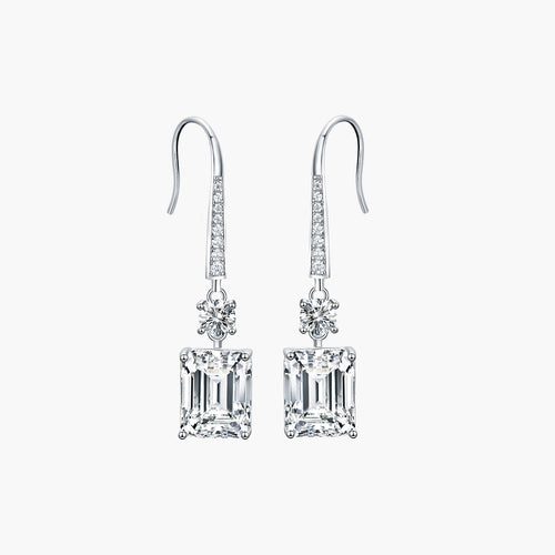 Emerald Cut Simulated Diamond Drop Earrings in S925 Sterling Silver