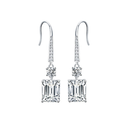 Emerald Cut Simulated Diamond Drop Earrings in S925 Sterling Silver