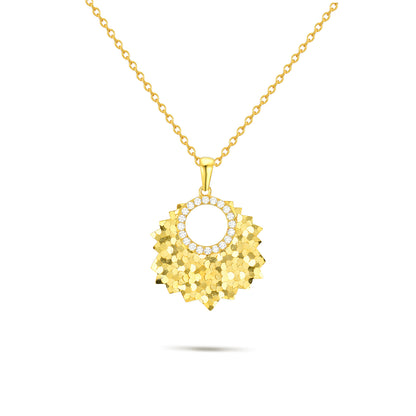 Radiant "Sunlit Petal" S925 Sterling Silver Necklace - 18K Gold Vermeil with Brilliant Simulated Diamonds