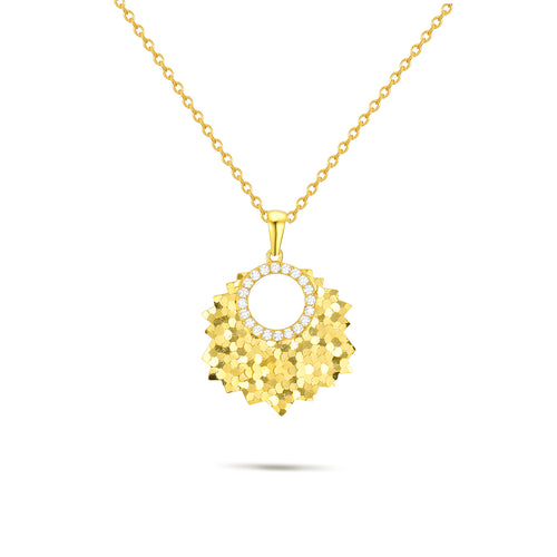 Radiant "Sunlit Petal" S925 Sterling Silver Necklace - 18K Gold Vermeil with Brilliant Simulated Diamonds