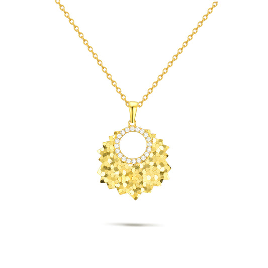 Radiant "Sunlit Petal" S925 Sterling Silver Necklace - 18K Gold Vermeil with Brilliant Simulated Diamonds