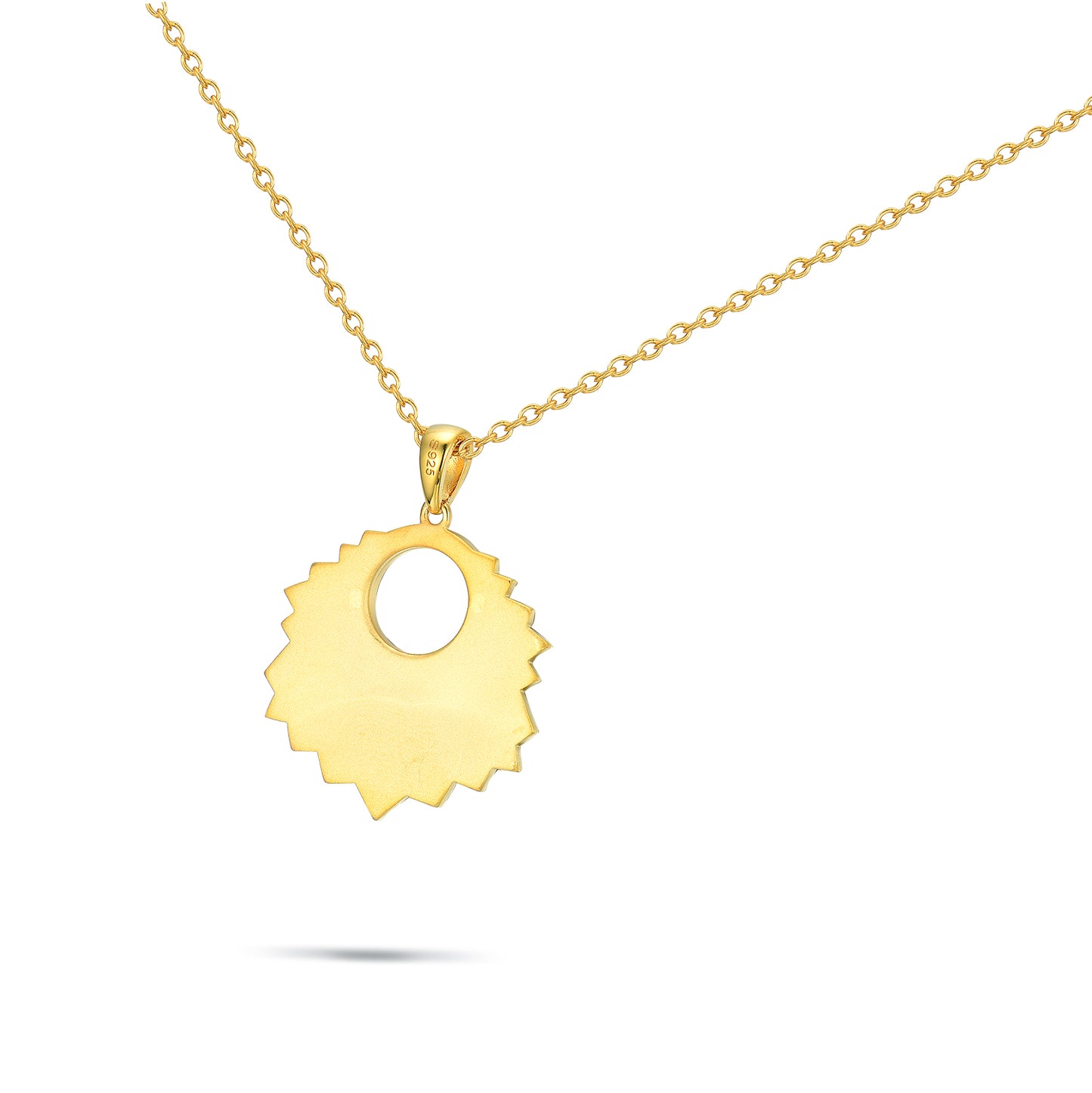 Radiant "Sunlit Petal" S925 Sterling Silver Necklace - 18K Gold Vermeil with Brilliant Simulated Diamonds