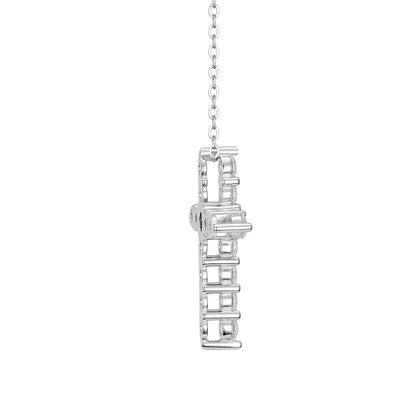 1.1ctw Round Cut Moissanite Cross Pendant Necklace in S925 Sterling Silver - Lab Created Diamond Simulant Classic Faith Jewelry for Women