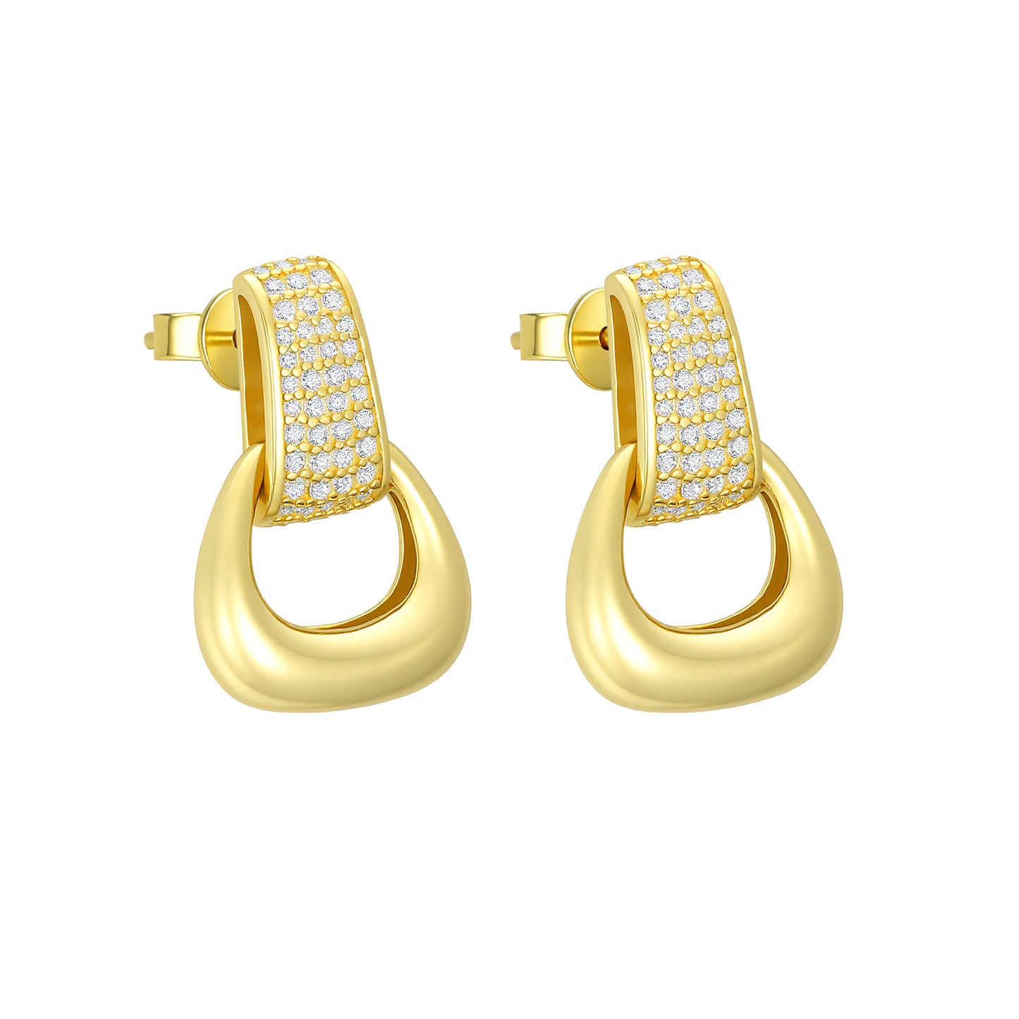 18K Gold Plated S925 Sterling Silver Moissanite Geometric Stud Earrings