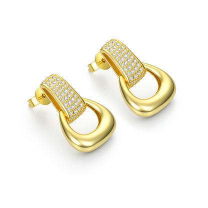 18K Gold Plated S925 Sterling Silver Moissanite Geometric Stud Earrings