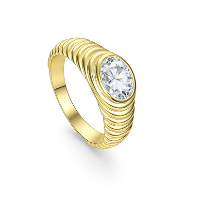 Vintage Italian Radiator Ring - 1.5CT Oval Moissanite Signet Ring, 18K Gold over Sterling Silver