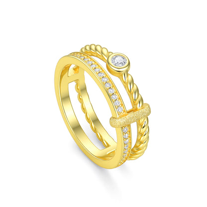 Dainty Moissanite Interlocking Rings in S925 Sterling Silver, Elegant Pavé & Twisted Rope Wedding Band, Gift for Her