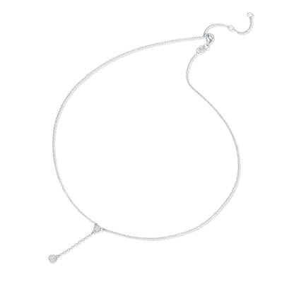 Moissanite Y-Necklace in 925 Sterling Silver, Round Cut Lab Moissanite  Drop Pendant, Minimalist Bridal Jewelry