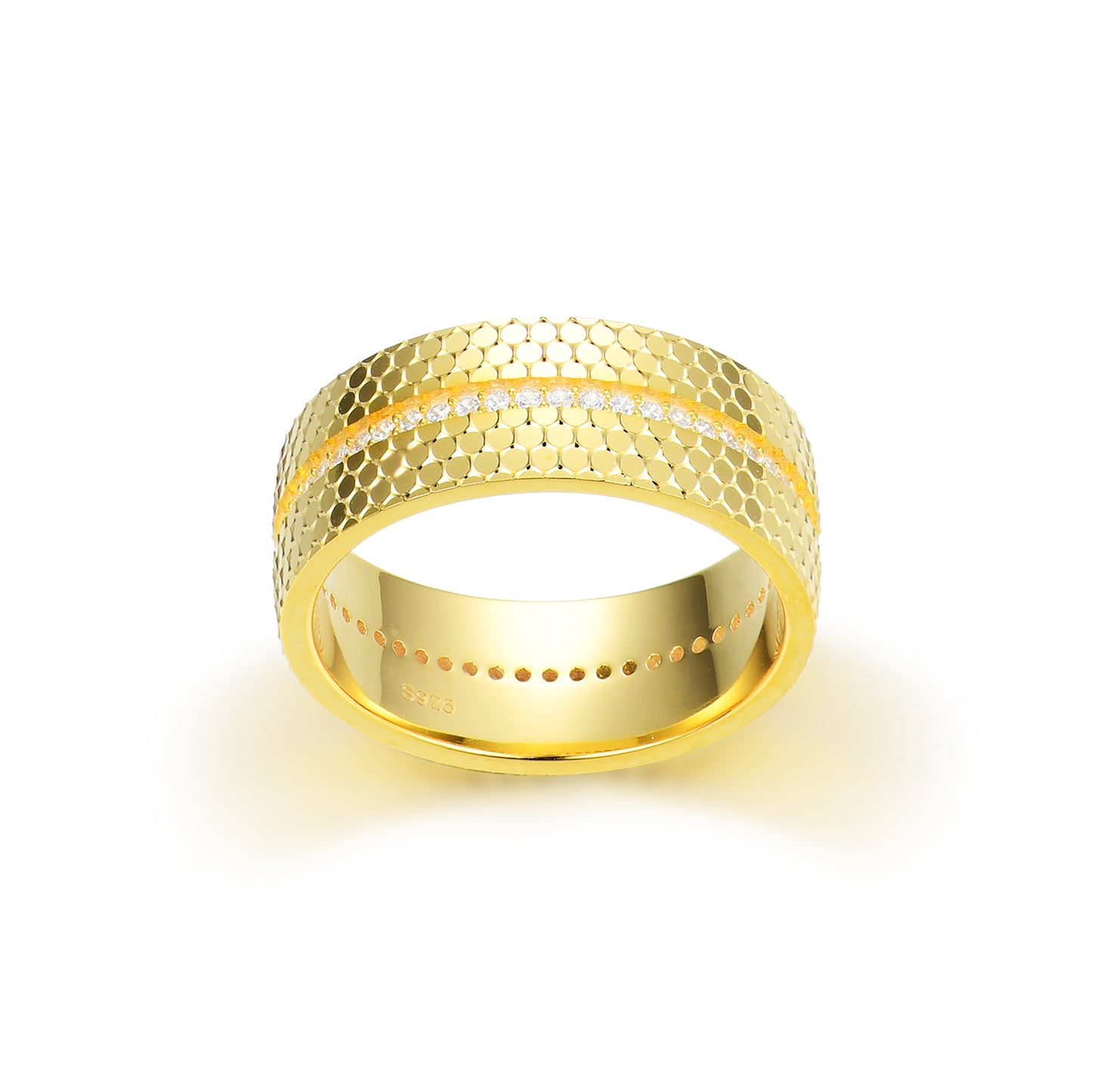 Radiant Honeycomb Pave Eternity Band | 18K Gold Vermeil & Simulated Diamond