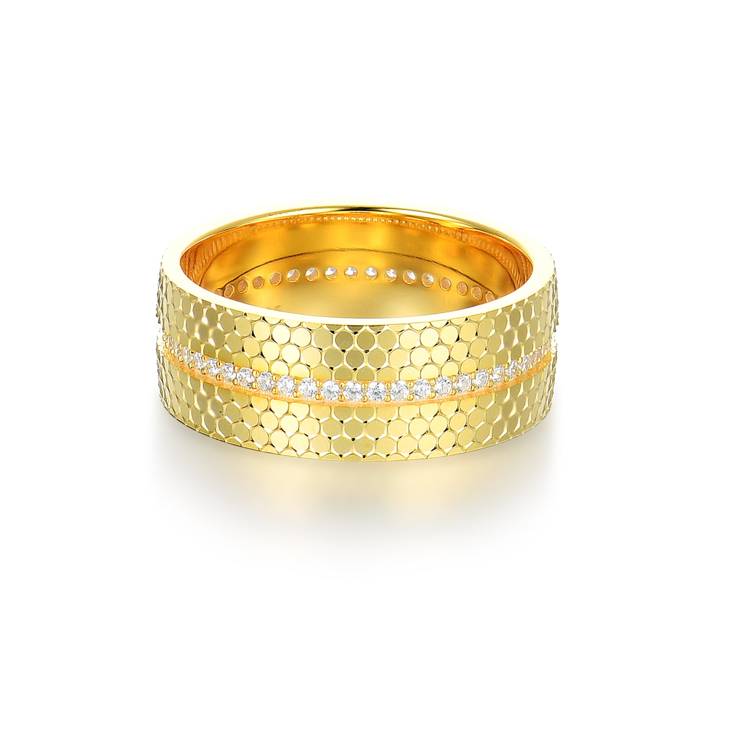 Radiant Honeycomb Pave Eternity Band | 18K Gold Vermeil & Simulated Diamond