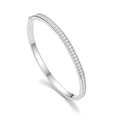 Radiant Harmony | 2mm Moissanite Eternity Bangle - Certified S925 Sterling Silver Luxe