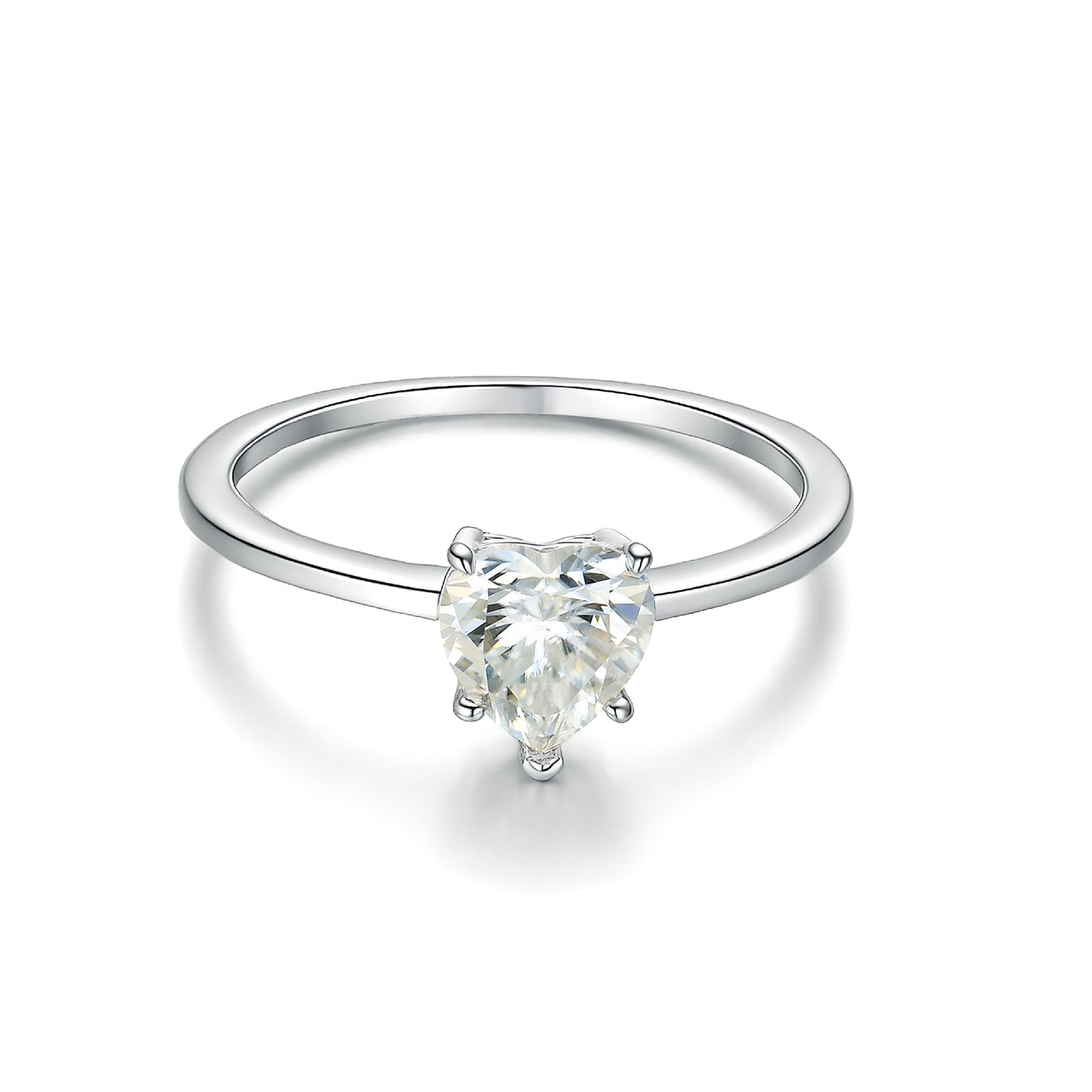 D Color VVS1 Heart-Shaped Moissanite Solitaire Ring | Handcrafted S925 Silver