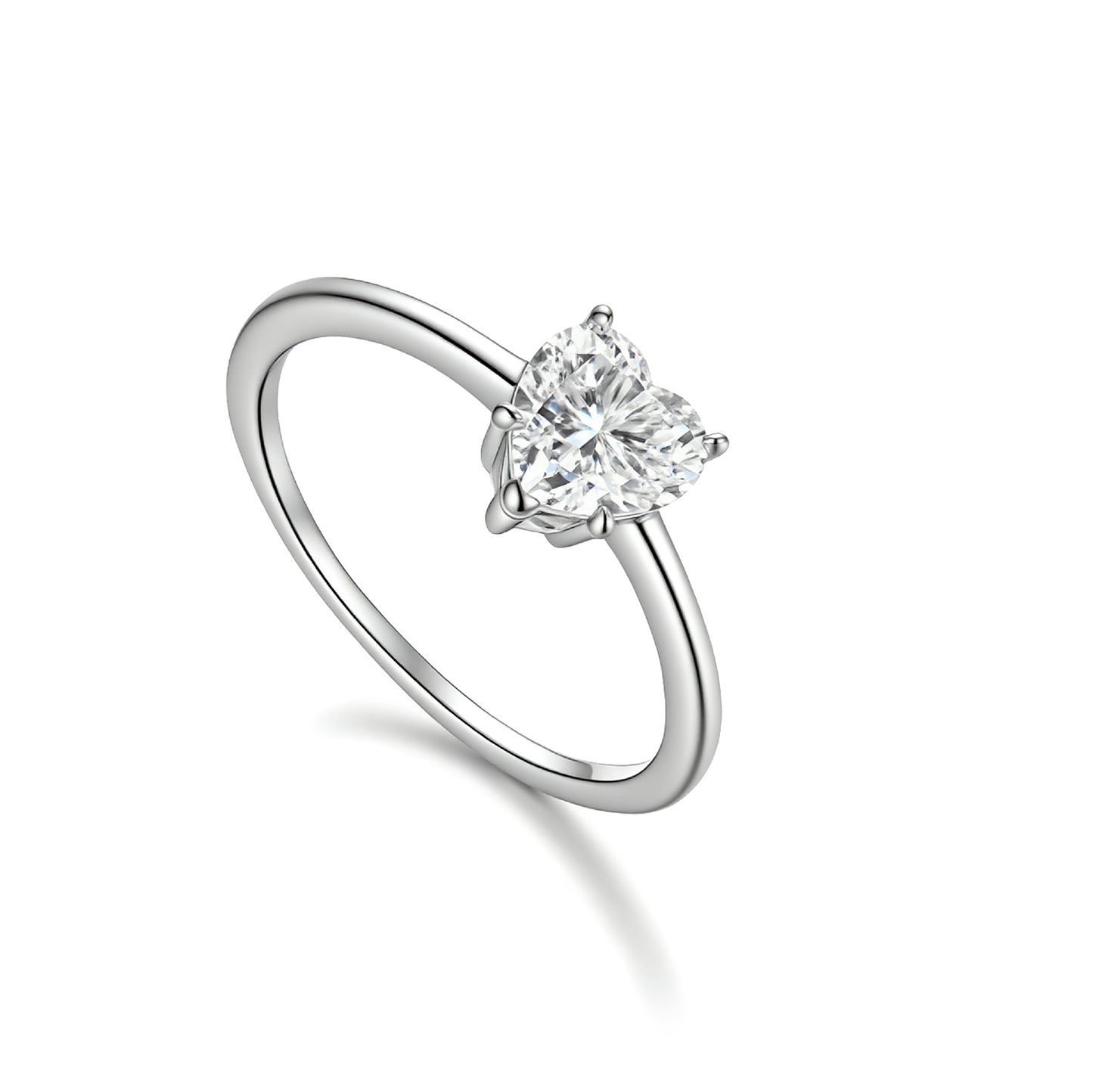 D Color VVS1 Heart-Shaped Moissanite Solitaire Ring | Handcrafted S925 Silver