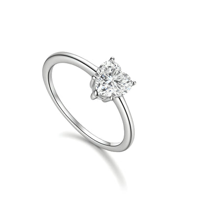 D Color VVS1 Heart-Shaped Moissanite Solitaire Ring | Handcrafted S925 Silver