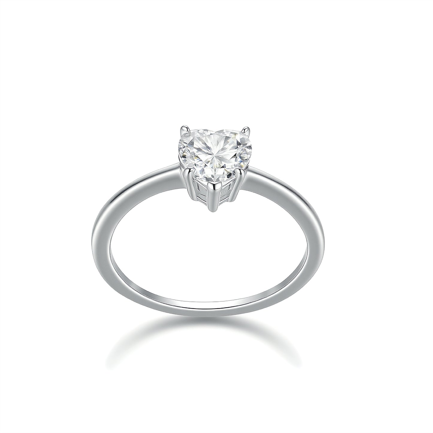 D Color VVS1 Heart-Shaped Moissanite Solitaire Ring | Handcrafted S925 Silver