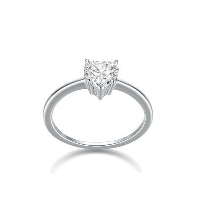 D Color VVS1 Heart-Shaped Moissanite Solitaire Ring | Handcrafted S925 Silver