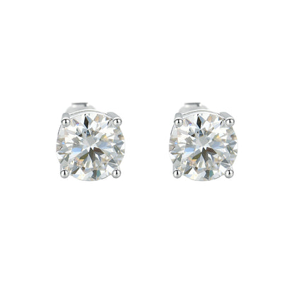 The "Eternal Spark" 2ctw Moissanite Studs | Handcrafted S925 Silver Classic Solitaires