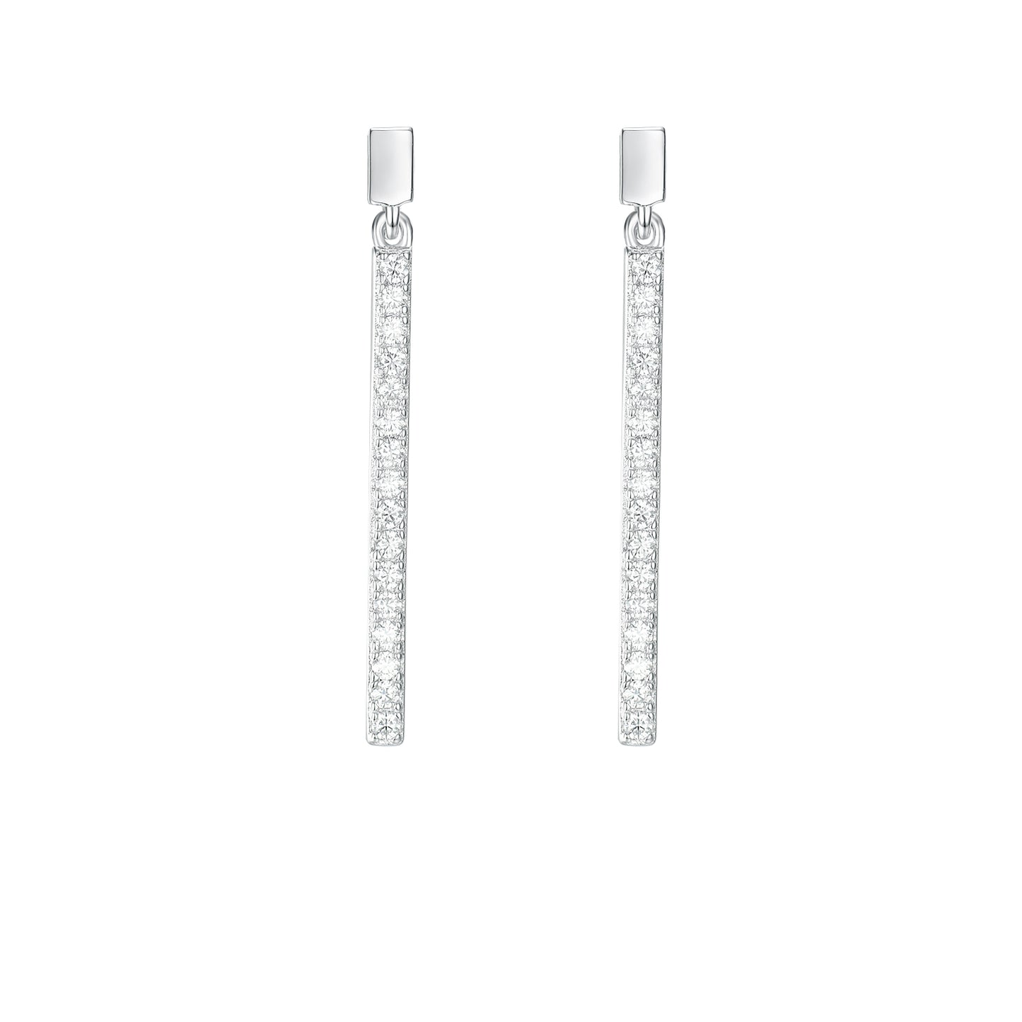 "The Starlight Beam" - S925 Silver Moissanite Vertical Bar Earrings | Lab-Grown Eternal Sparkle