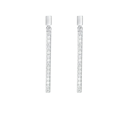 "The Starlight Beam" - S925 Silver Moissanite Vertical Bar Earrings | Lab-Grown Eternal Sparkle