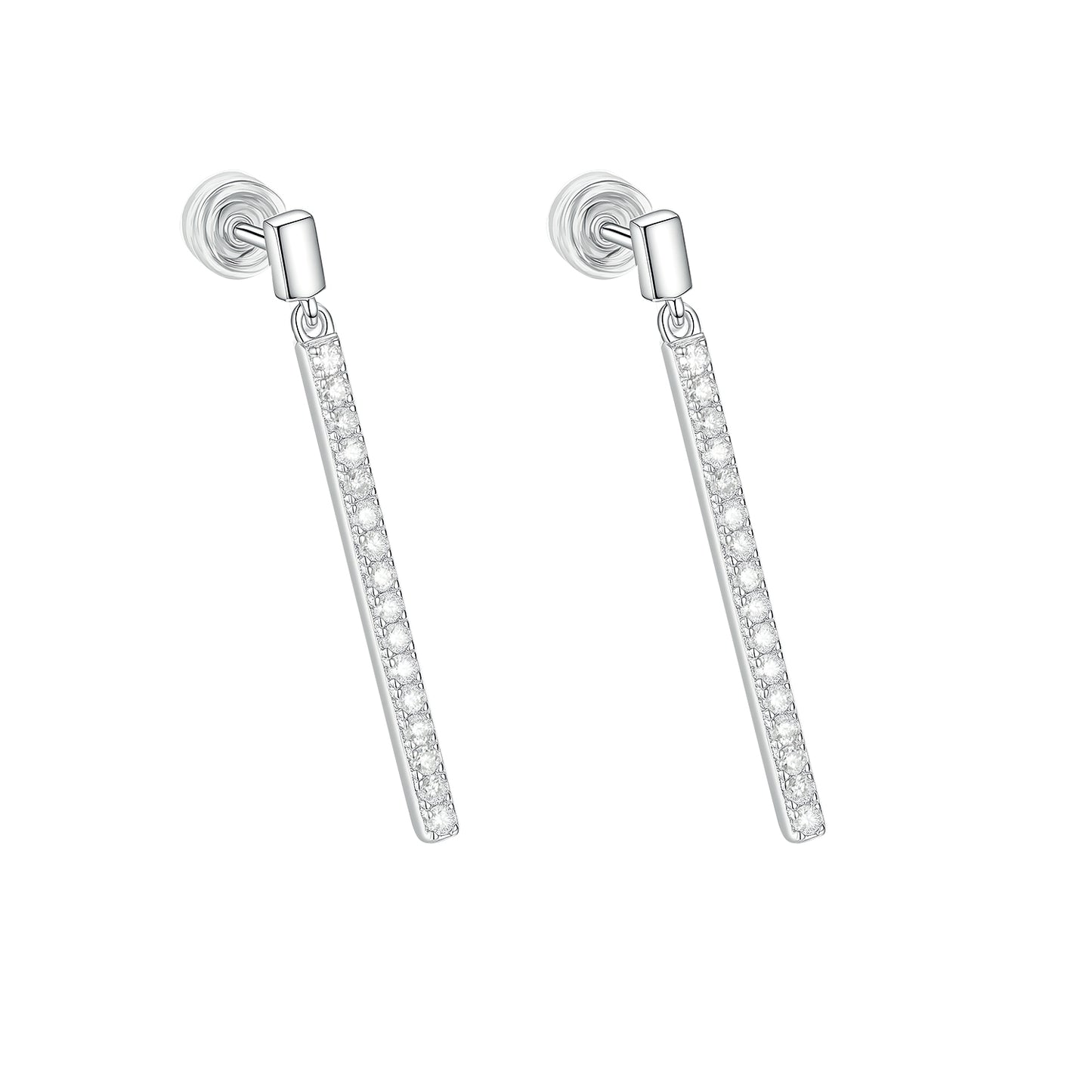 "The Starlight Beam" - S925 Silver Moissanite Vertical Bar Earrings | Lab-Grown Eternal Sparkle