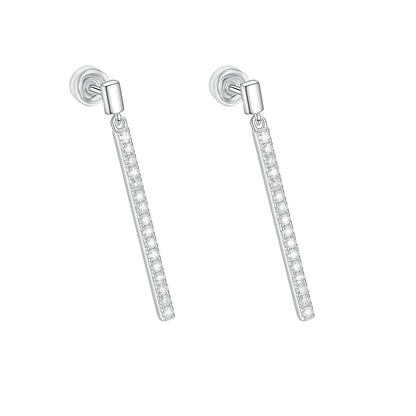 "The Starlight Beam" - S925 Silver Moissanite Vertical Bar Earrings | Lab-Grown Eternal Sparkle