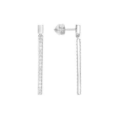 "The Starlight Beam" - S925 Silver Moissanite Vertical Bar Earrings | Lab-Grown Eternal Sparkle
