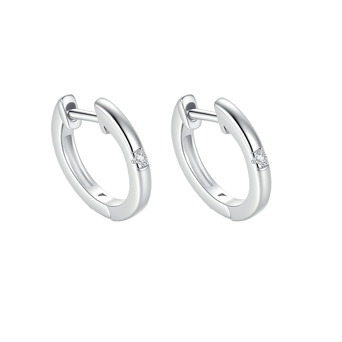 Celestial Sparkle - S925 Sterling Silver Solitaire Moissanite Huggie Hoops