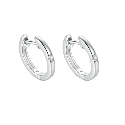 Celestial Sparkle - S925 Sterling Silver Solitaire Moissanite Huggie Hoops