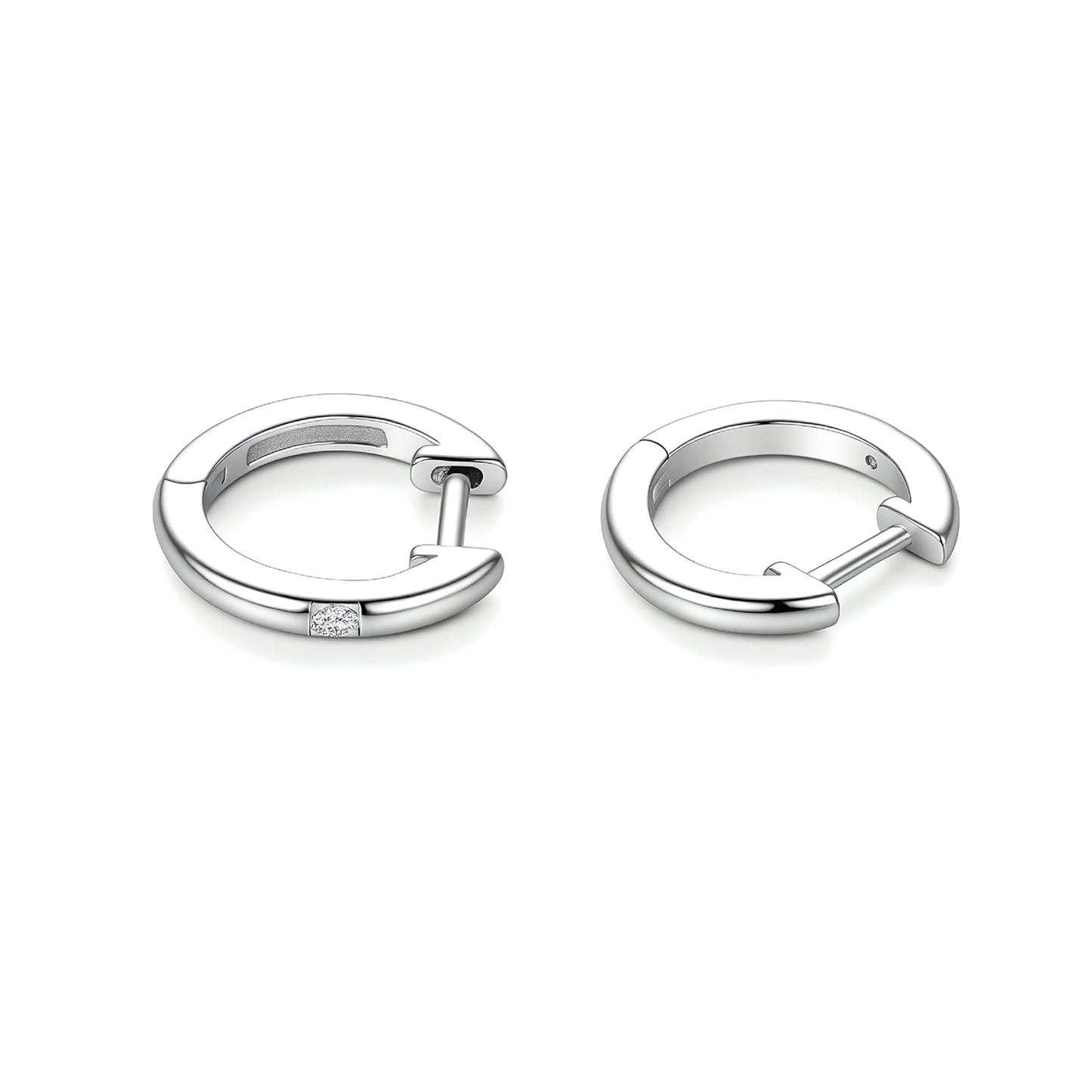 Celestial Sparkle - S925 Sterling Silver Solitaire Moissanite Huggie Hoops