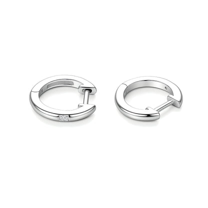 Celestial Sparkle - S925 Sterling Silver Solitaire Moissanite Huggie Hoops