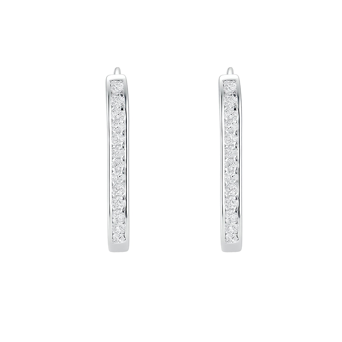 S925 Sterling Silver Moissanite Elongated U-Hoop Earrings | Minimalist Chic