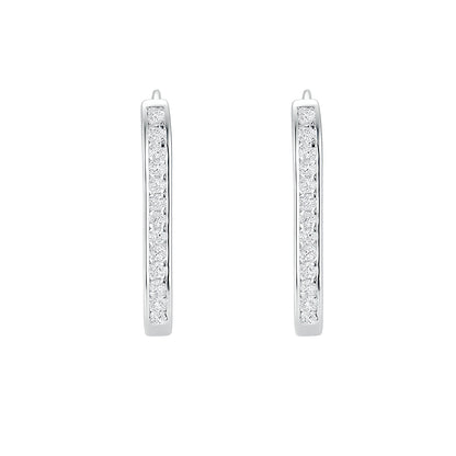 S925 Sterling Silver Moissanite Elongated U-Hoop Earrings | Minimalist Chic