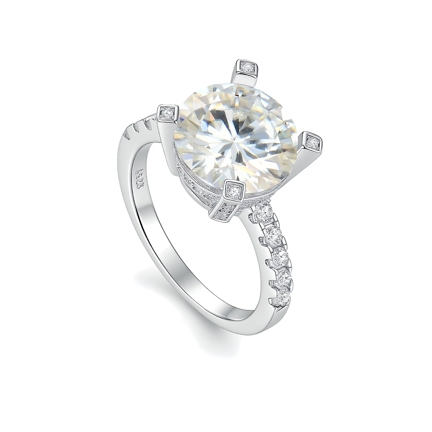 The "Stellar Radiance" 5-Carat Moissanite Engagement Ring - Authenticated S925 Sterling Silver - Ethical Brilliance