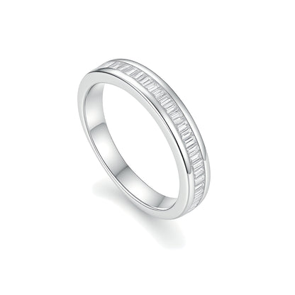 Linear Rhythm Half-Eternity Ring - Step-Cut Moissanite & Recycled Silver