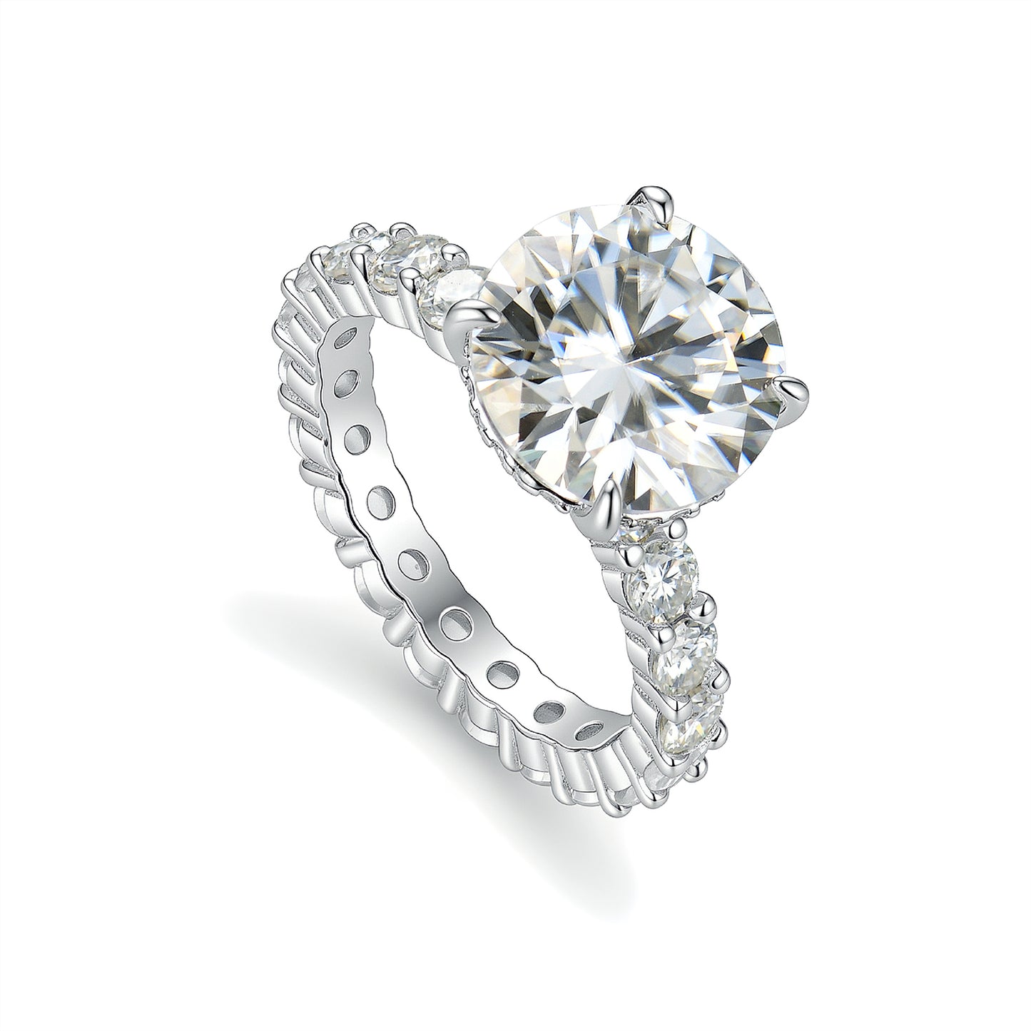 The Eternal Glow Set: 4ct Round Brilliant Moissanite Solitaire & Full Eternity Band in S925 Sterling Silver