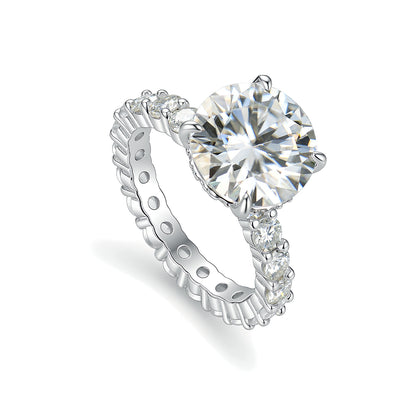 The Eternal Glow Set: 4ct Round Brilliant Moissanite Solitaire & Full Eternity Band in S925 Sterling Silver