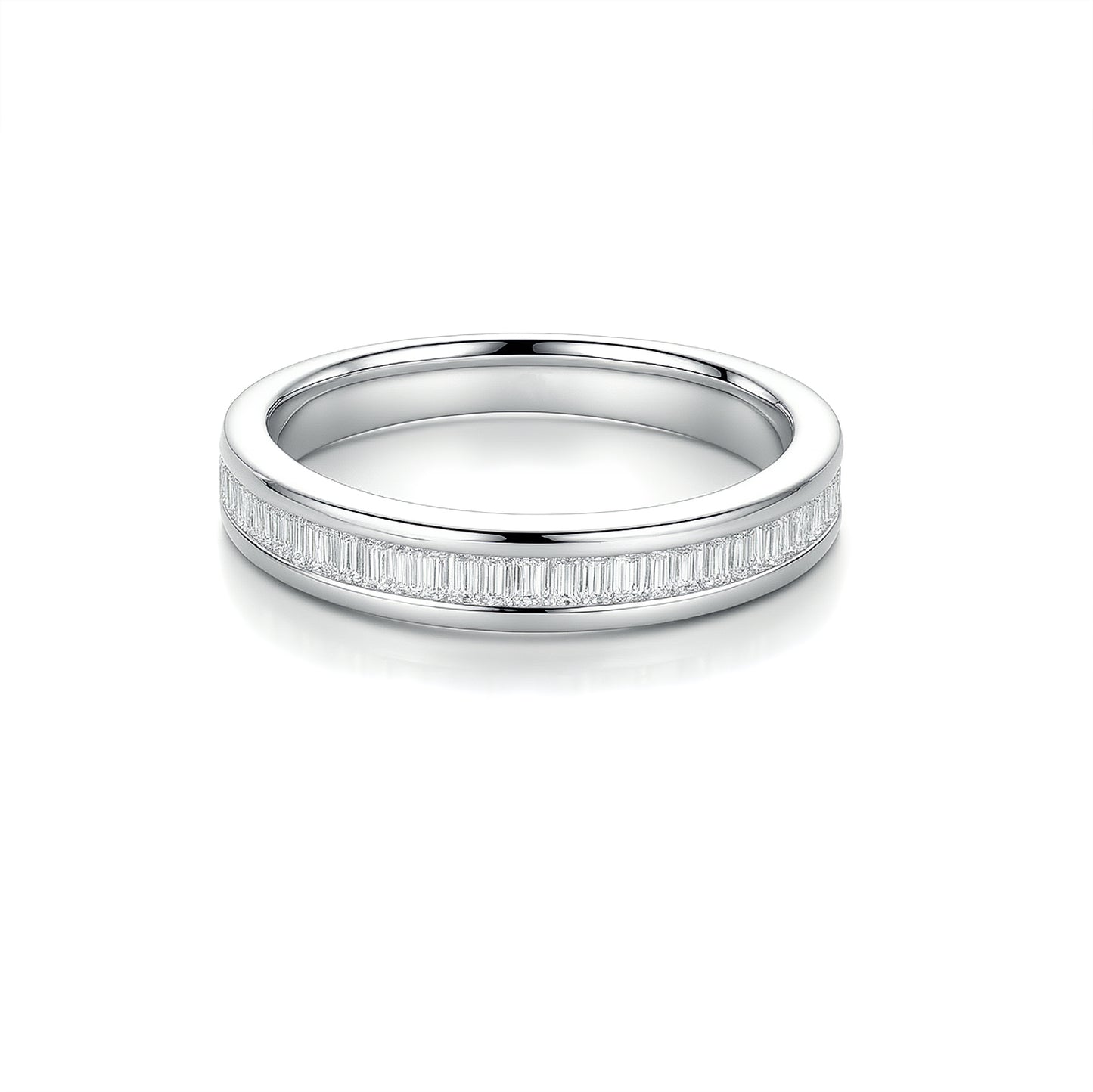 Linear Rhythm Half-Eternity Ring - Step-Cut Moissanite & Recycled Silver