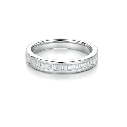 Linear Rhythm Half-Eternity Ring - Step-Cut Moissanite & Recycled Silver