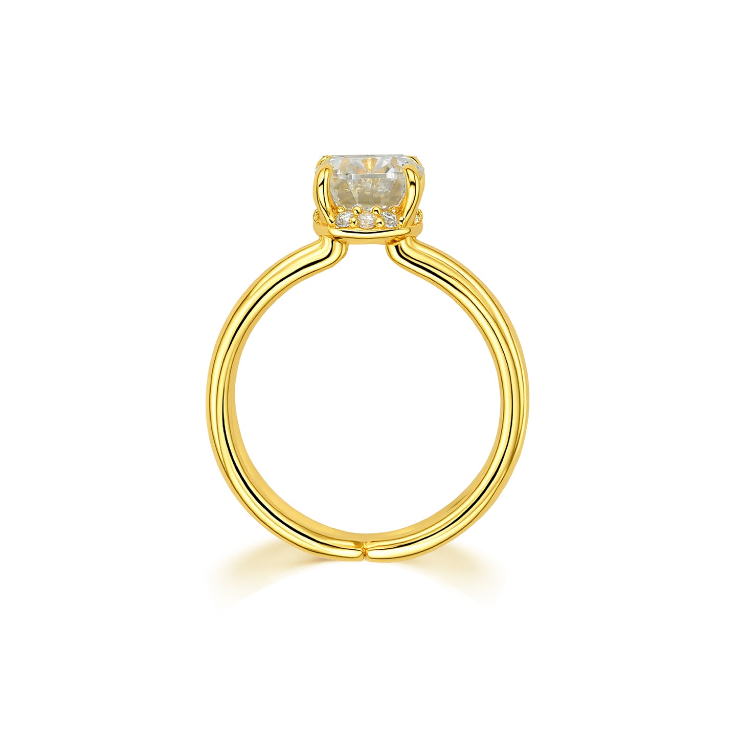 "The Ocean Ripple" Oval Moissanite Ring | 14K Gold Plated S925 Silver Split Shank Statement Ring