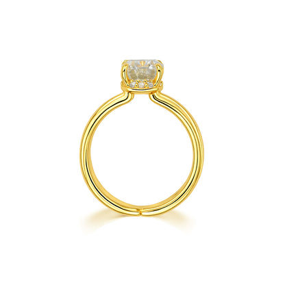 "The Ocean Ripple" Oval Moissanite Ring | 14K Gold Plated S925 Silver Split Shank Statement Ring