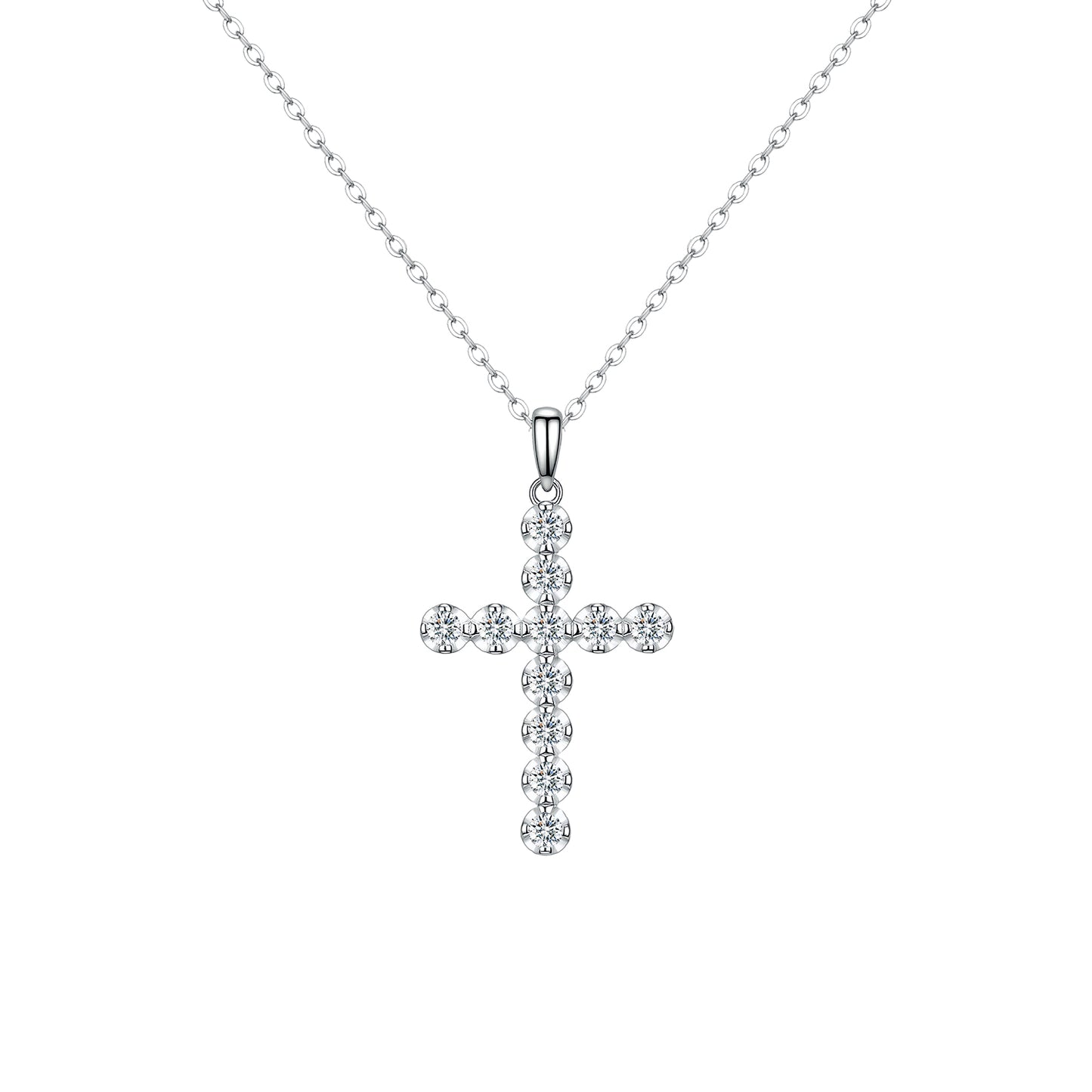 Eternal Faith Moissanite Cross Necklace - Handcrafted S925 Silver Jewelry for Daily Grace