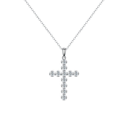 Eternal Faith Moissanite Cross Necklace - Handcrafted S925 Silver Jewelry for Daily Grace