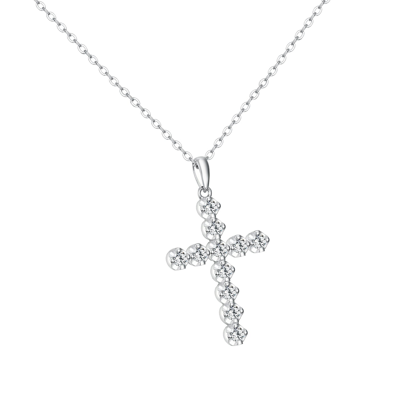 Eternal Faith Moissanite Cross Necklace - Handcrafted S925 Silver Jewelry for Daily Grace