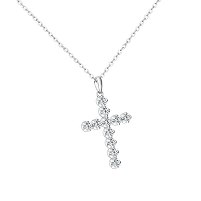 Eternal Faith Moissanite Cross Necklace - Handcrafted S925 Silver Jewelry for Daily Grace