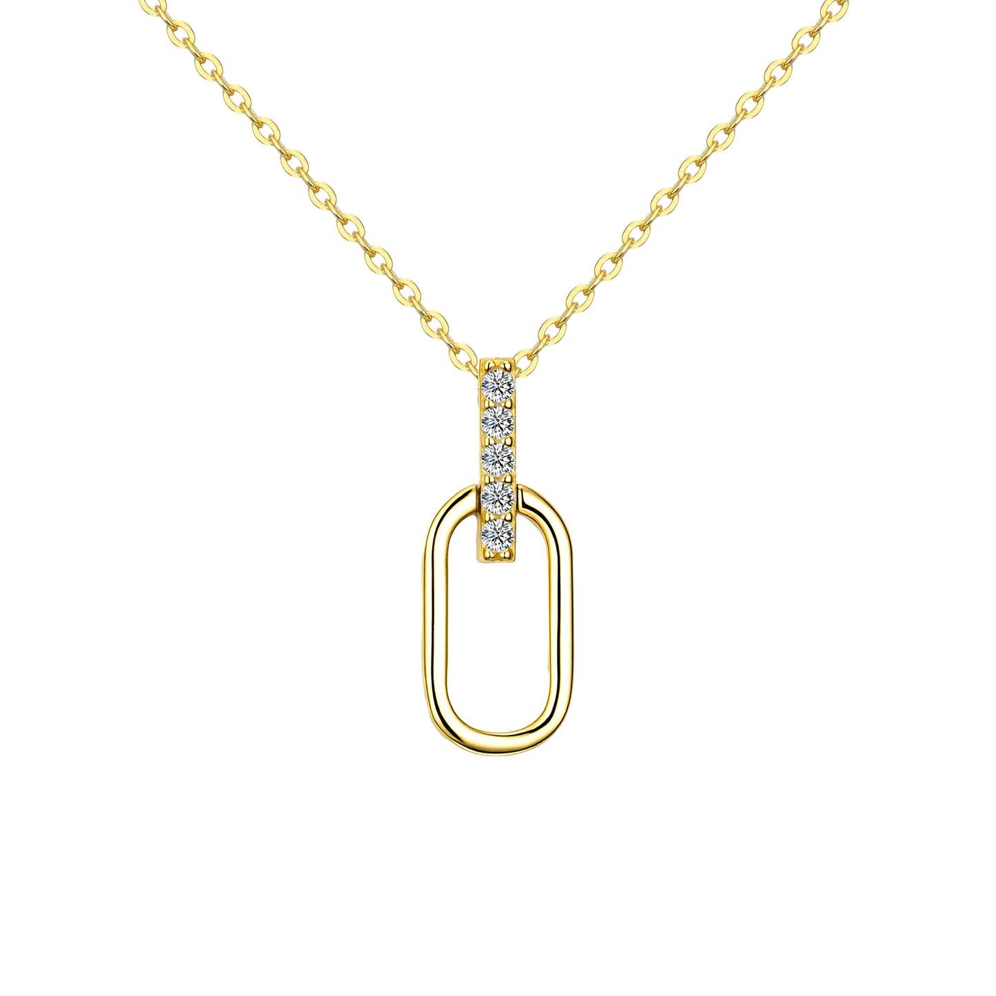 "The Luna Link" Moissanite Paperclip Pendant - S925 Sterling Silver | 18K Gold Vermeil Minimalist Necklace